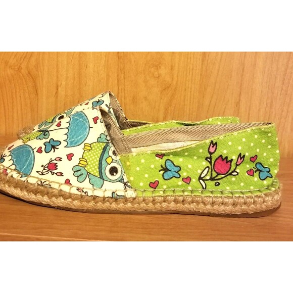 Cotto Owl Canvas Slip On Shoes Espadrille Flats Sz 8.5 Euro 40 Green - Picture 6 of 14
